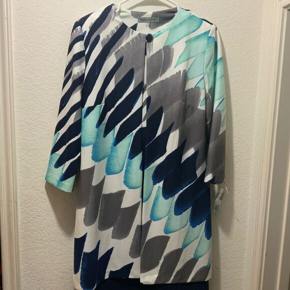 Danny and Nicole Sleeveless Dress Jacket Set 10 Blue Sheat Cardigan Color Wave - Picture 7 of 12